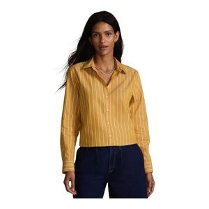 Caliban Striped Silk Blend Button Down Blouse